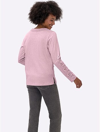 T-shirt à Manches Longues Superbe Empiècement En Dentelle - Taille Standard - Helline