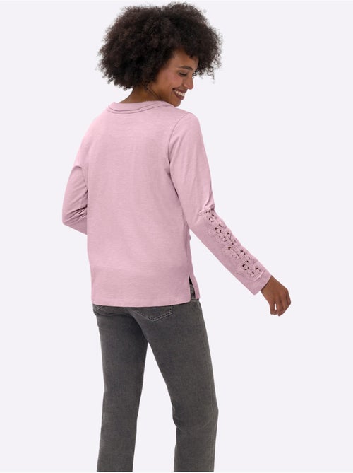 T-shirt à Manches Longues Superbe Empiècement En Dentelle - Taille Standard - helline - Kiabi