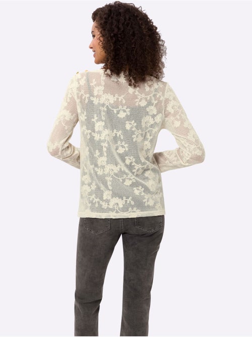 T-shirt à manches longues tout en dentelle - taille standard - helline - Kiabi T-shirt à manches longues tout en dentelle - taille standard - helline - Kiabi