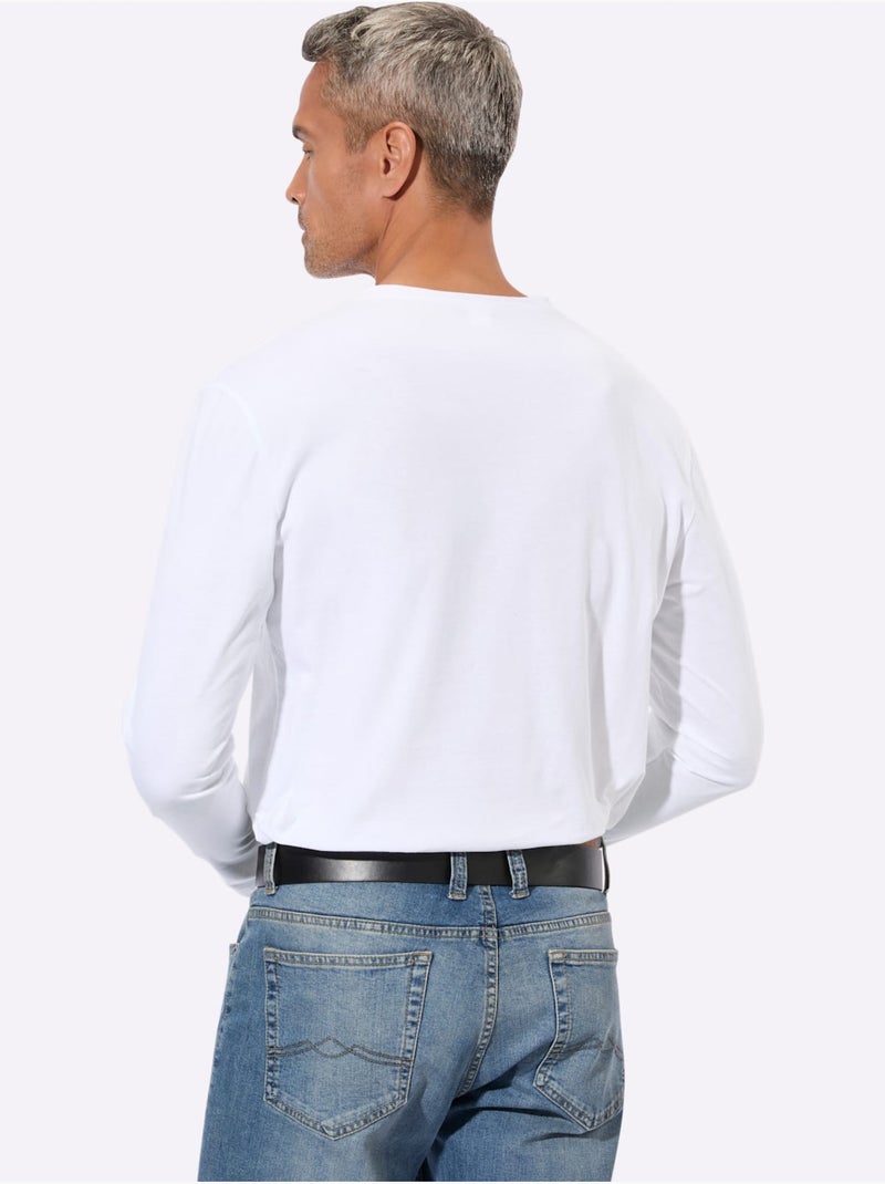 T-shirt à manches longues un basique facile à assortir - taille standard - moda vilona Blanc - Kiabi