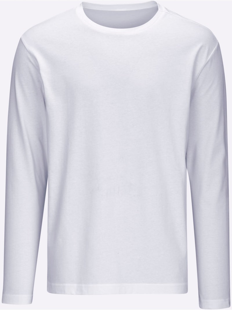 T-shirt à manches longues un basique facile à assortir - taille standard - moda vilona Blanc - Kiabi