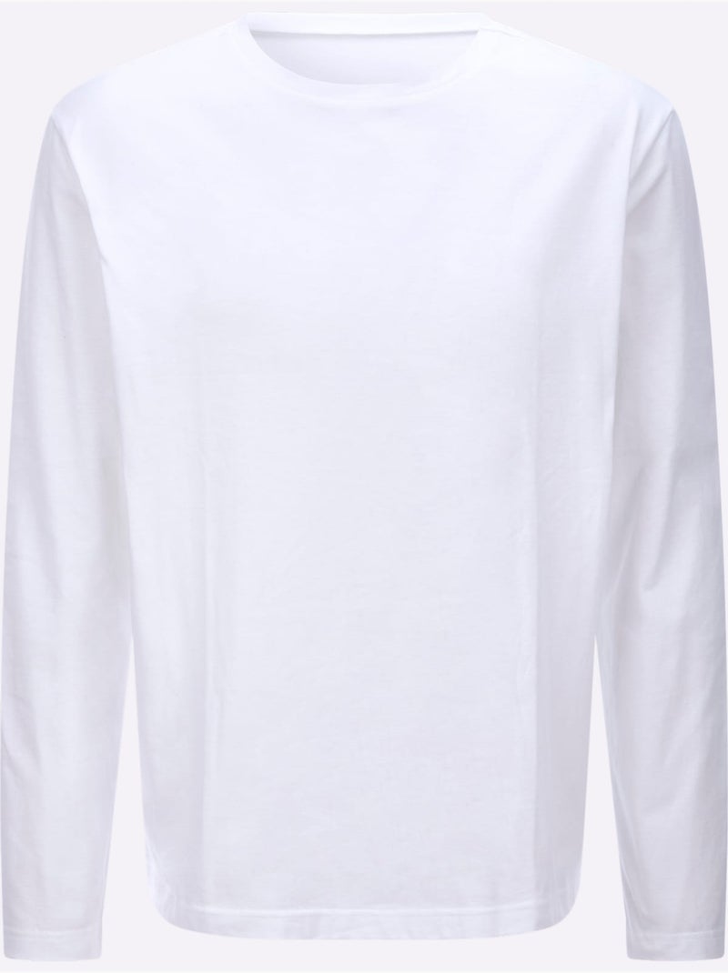 T-shirt à manches longues un basique facile à assortir - taille standard - moda vilona Blanc - Kiabi