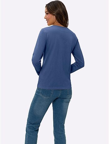 T-shirt à Manches Longues Un Basique Facile à Assortir - Taille Standard - Moda Vilona