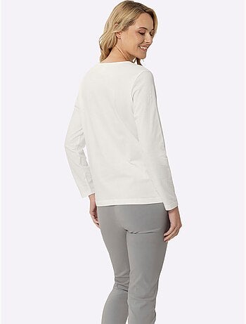 T-shirt à Manches Longues Un Basique Facile à Assortir - Taille Standard - Moda Vilona