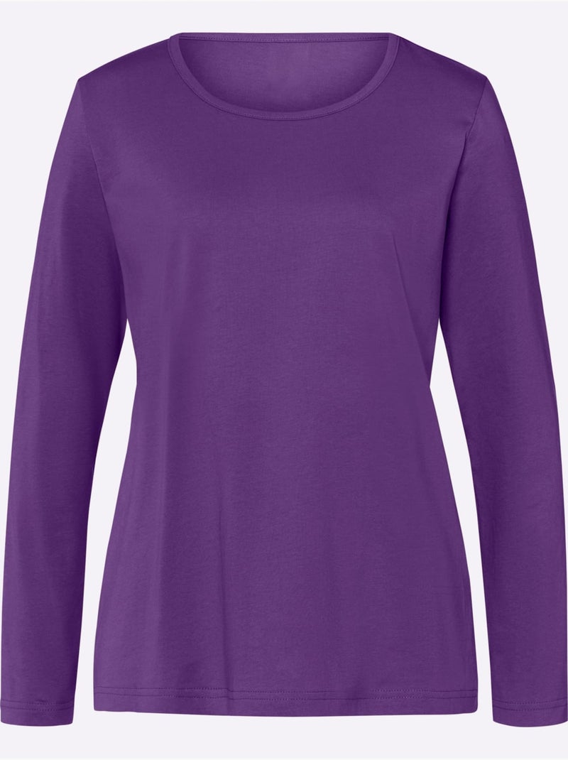 T-shirt à Manches Longues Un Basique Facile à Assortir - Taille Standard - Moda Vilona Mauve lilas - Kiabi