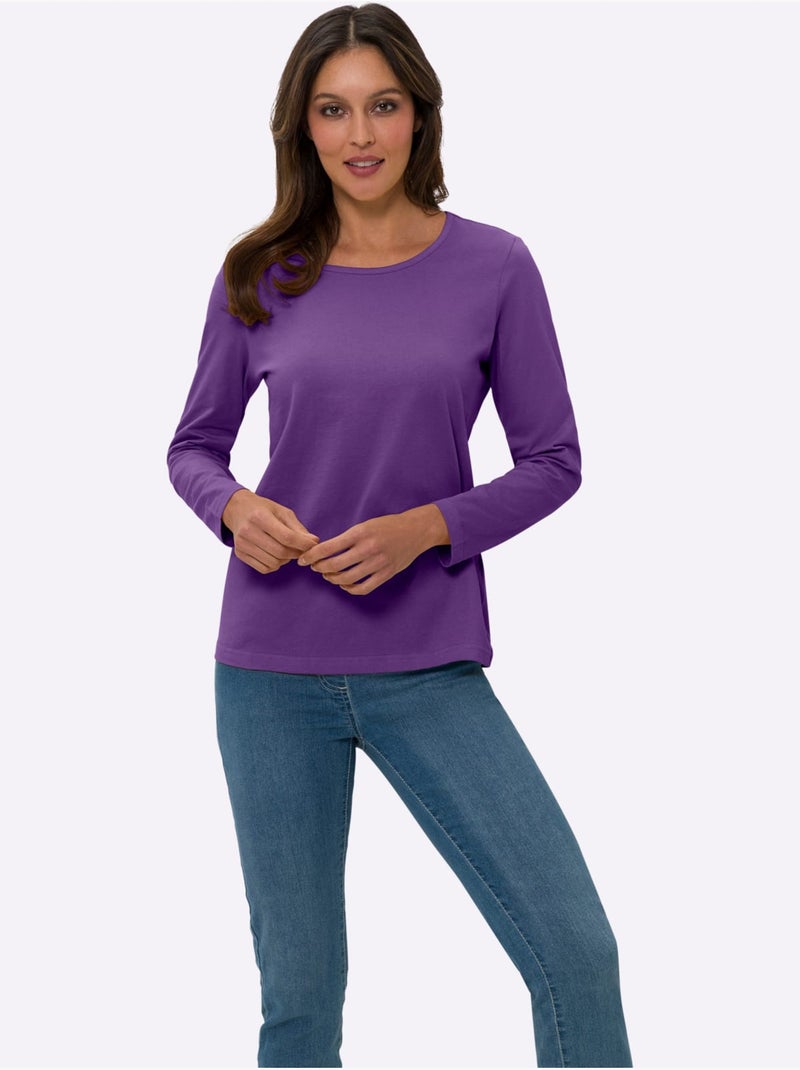 T-shirt à Manches Longues Un Basique Facile à Assortir - Taille Standard - Moda Vilona Mauve lilas - Kiabi