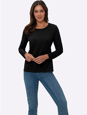 T-shirt à Manches Longues Un Basique Facile à Assortir - Taille Standard - Moda Vilona