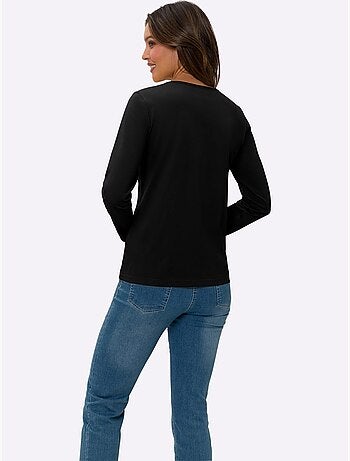T-shirt à Manches Longues Un Basique Facile à Assortir - Taille Standard - Moda Vilona