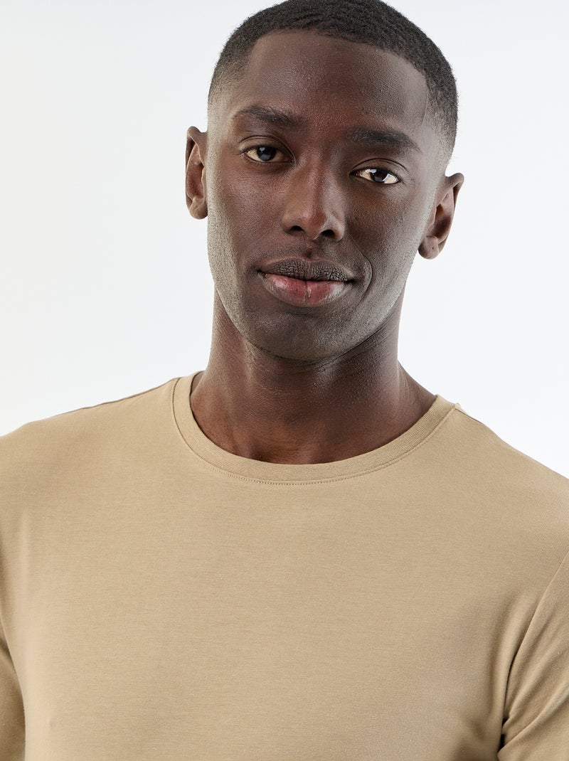 T-shirt à manches longues uni Beige - Kiabi
