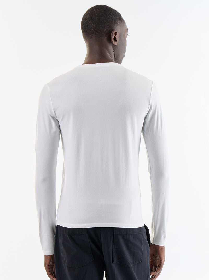 T-shirt à manches longues uni Blanc - Kiabi