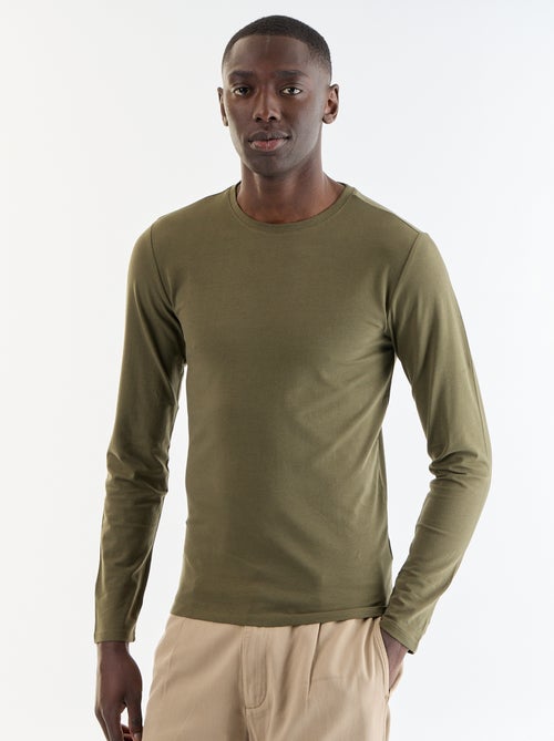 T-shirt à manches longues uni - Kiabi