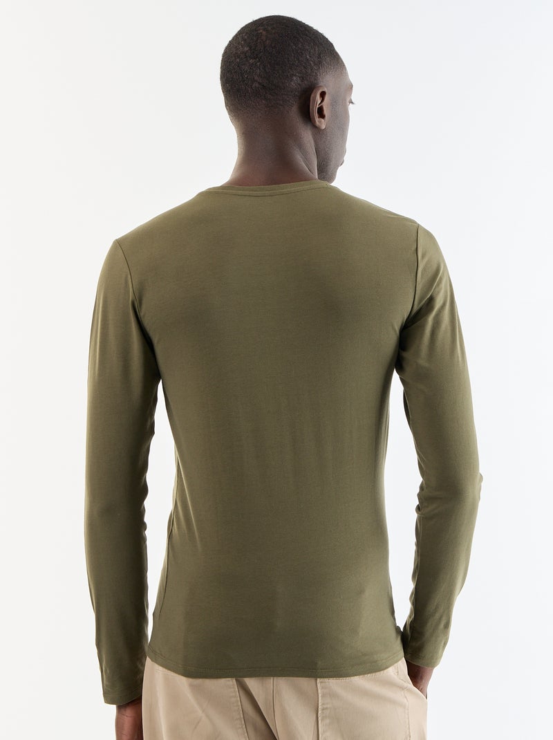 T-shirt à manches longues uni Kaki - Kiabi