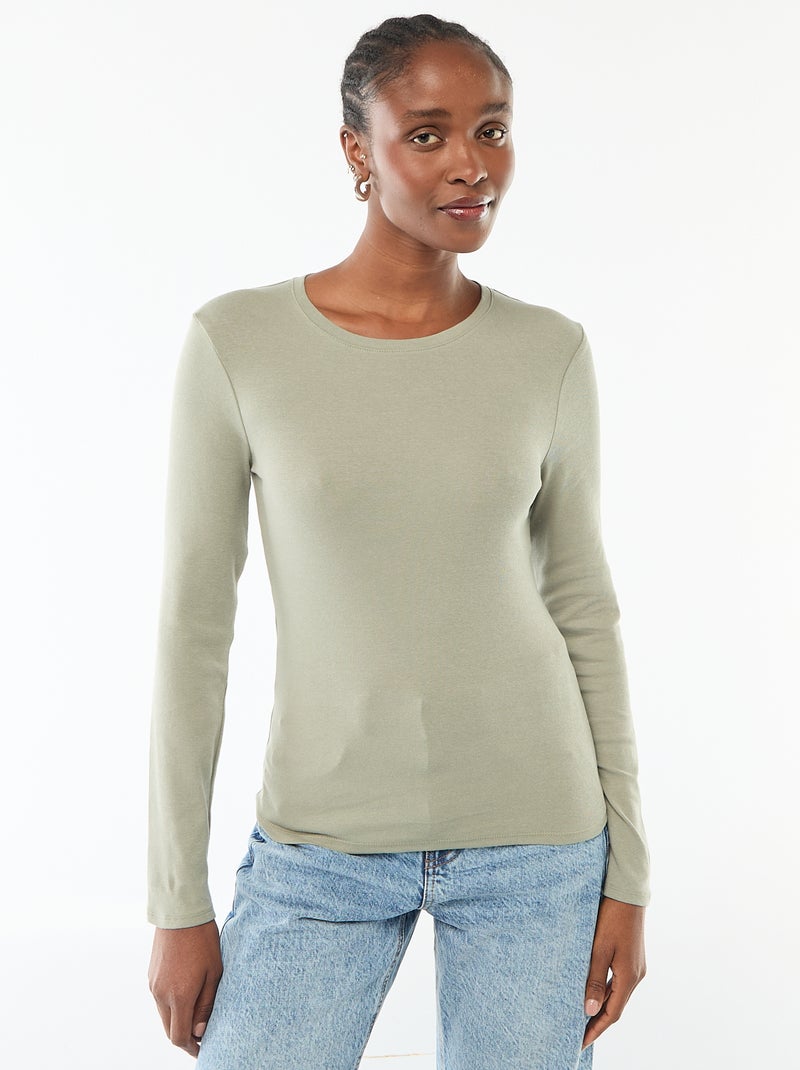 T-shirt à manches longues Vert - Kiabi