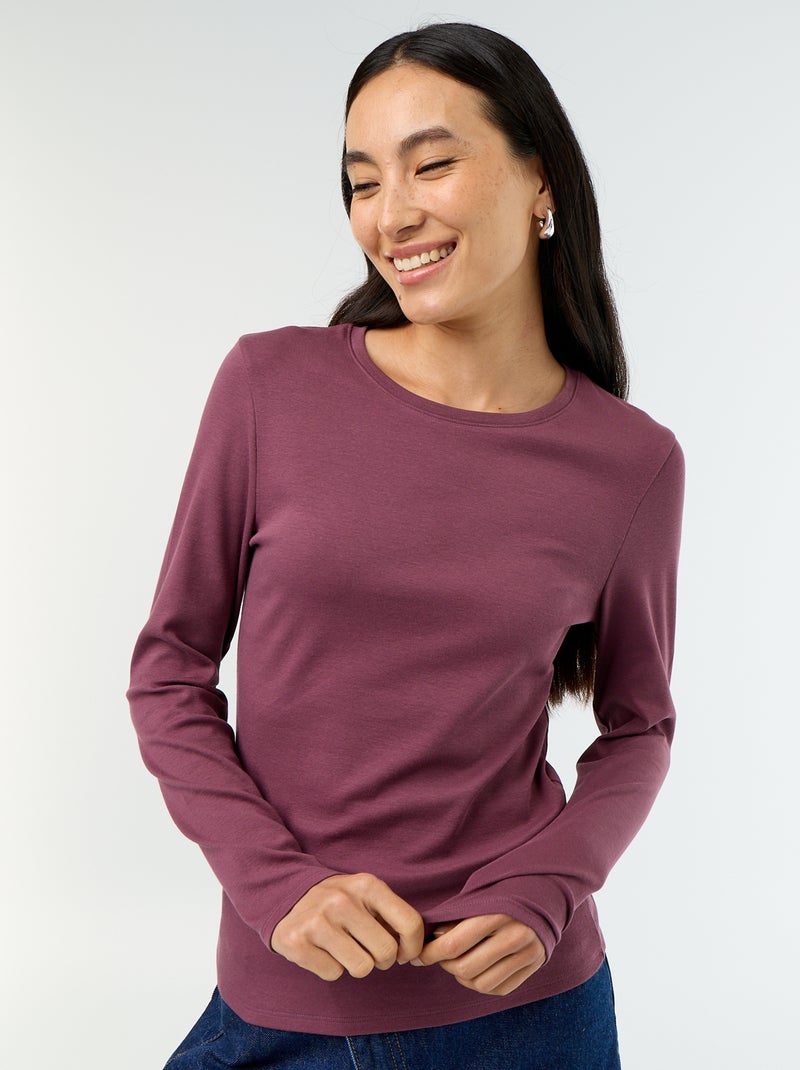 T-shirt à manches longues Violet - Kiabi