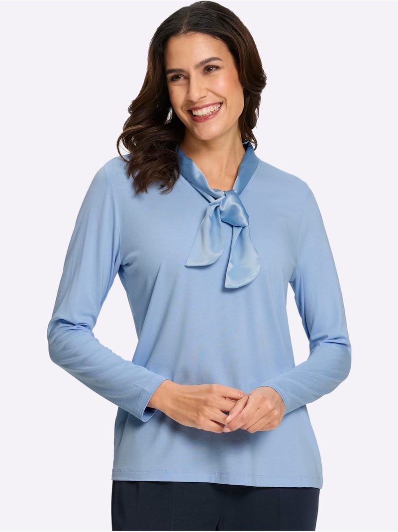 T-shirt à Manches Longues Viscose - Taille Standard - Witt Bleu ciel - Kiabi