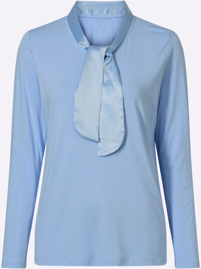 T-shirt à Manches Longues Viscose - Taille Standard - Witt Bleu ciel - Kiabi