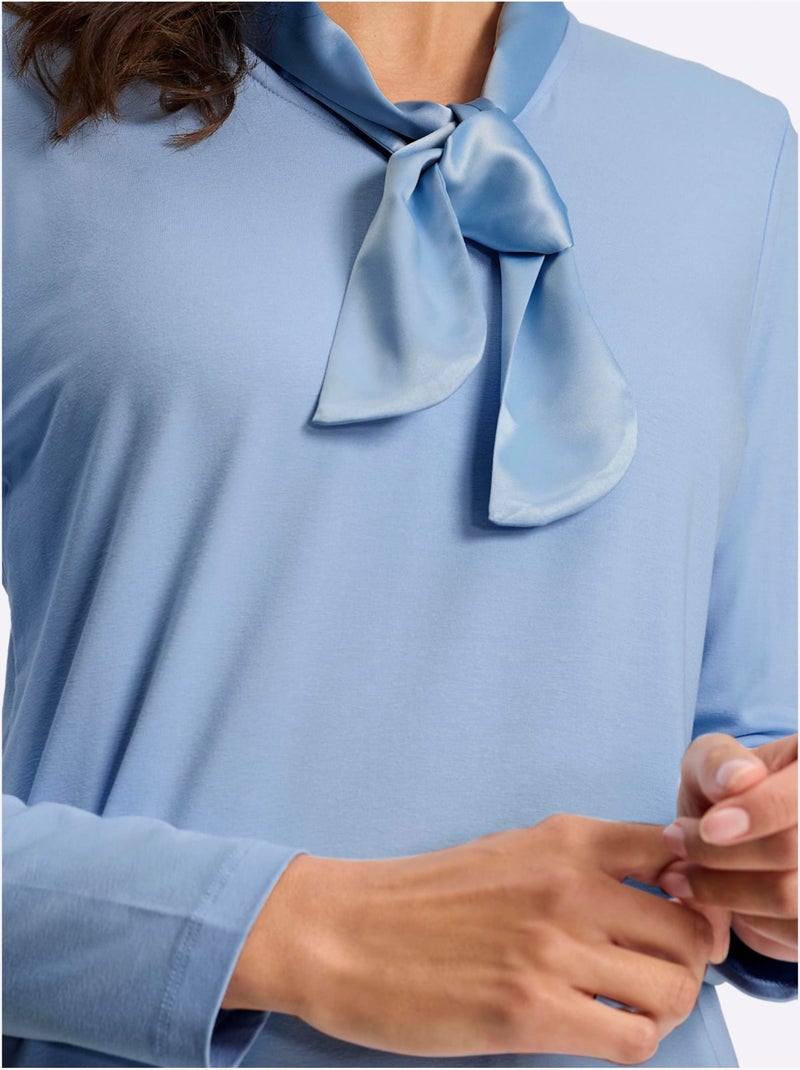 T-shirt à Manches Longues Viscose - Taille Standard - Witt Bleu ciel - Kiabi