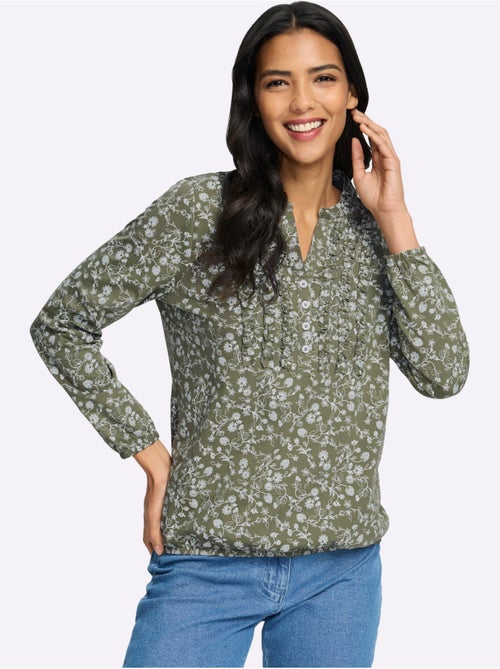 T-shirt à Manches Longues Volants Au Col - Taille Standard - Moda Vilona - Kiabi T-shirt à Manches Longues Volants Au Col - Taille Standard - Moda Vilona - Kiabi