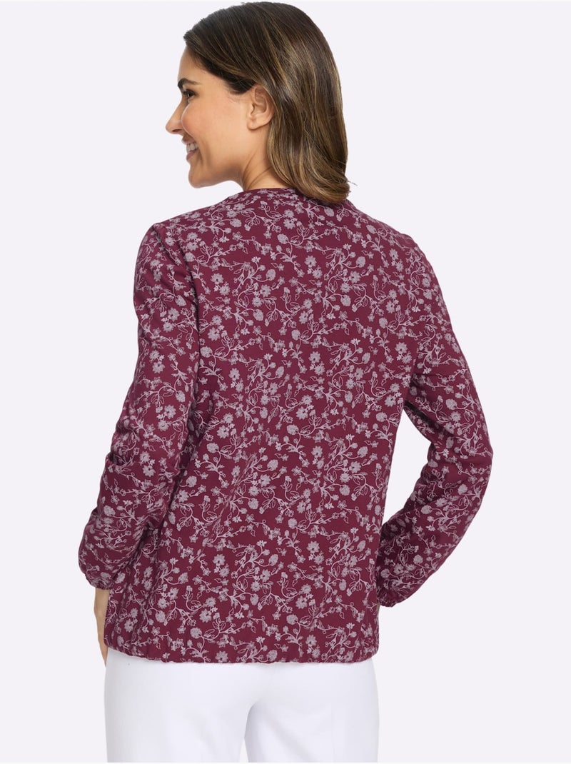 T-shirt à Manches Longues Volants Au Col - Taille Standard - Moda Vilona Bordeaux - Kiabi