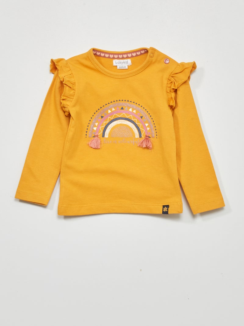 T-shirt à manches volantées Jaune - Kiabi