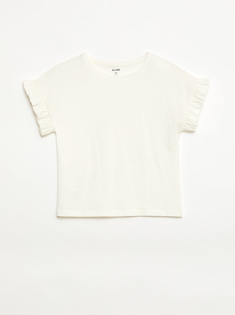 T-shirt à manches volantes Blanc - Kiabi