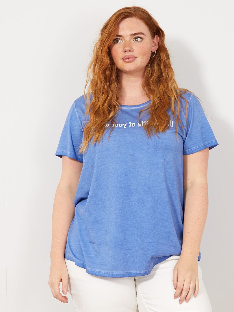 T-shirt à message bleu - Kiabi
