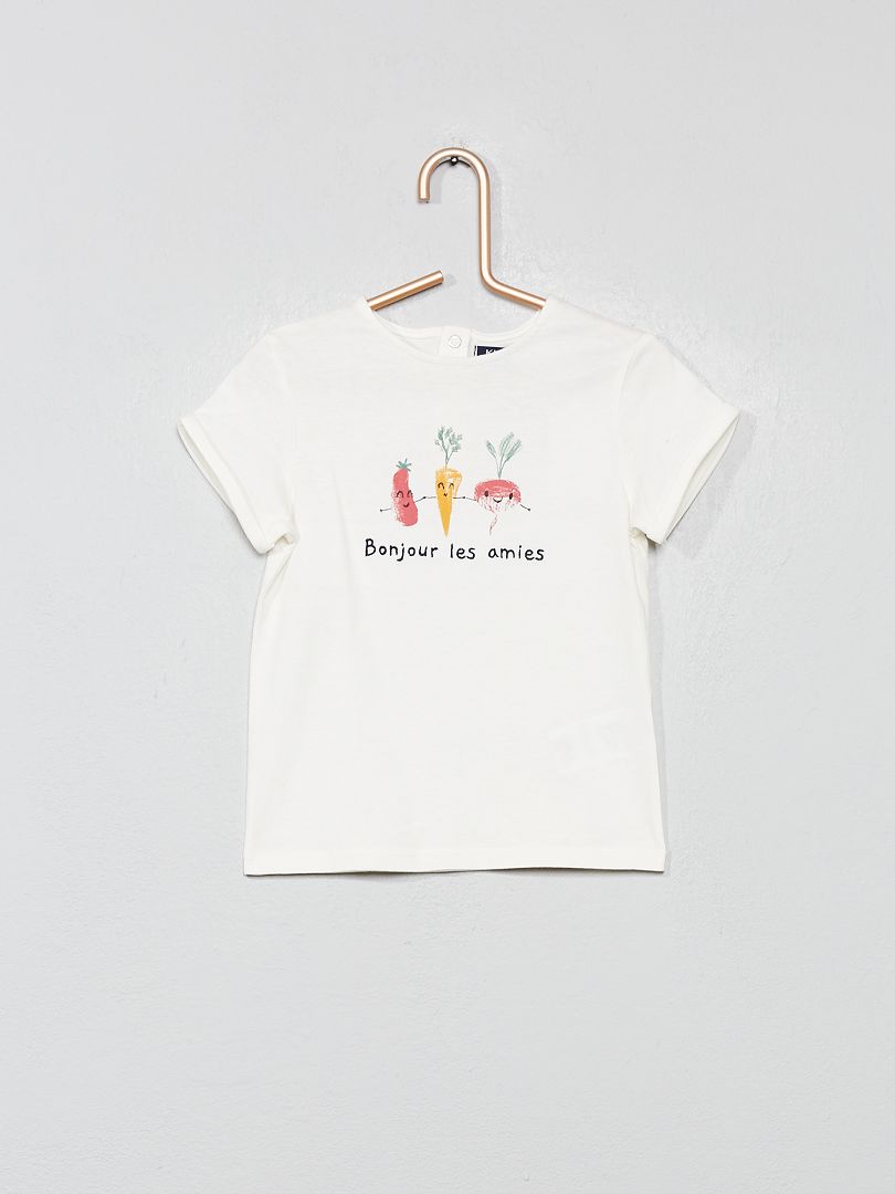 T-shirt à message brodé blanc - Kiabi