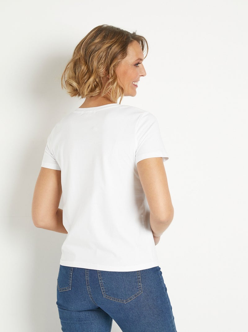 T-shirt à message manches courtes Blanc - Kiabi