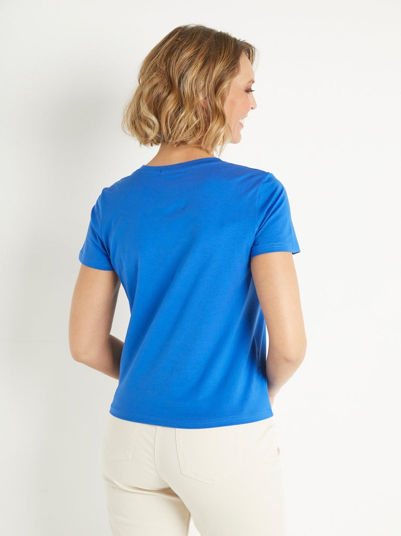 T-shirt à message manches courtes Bleu - Kiabi