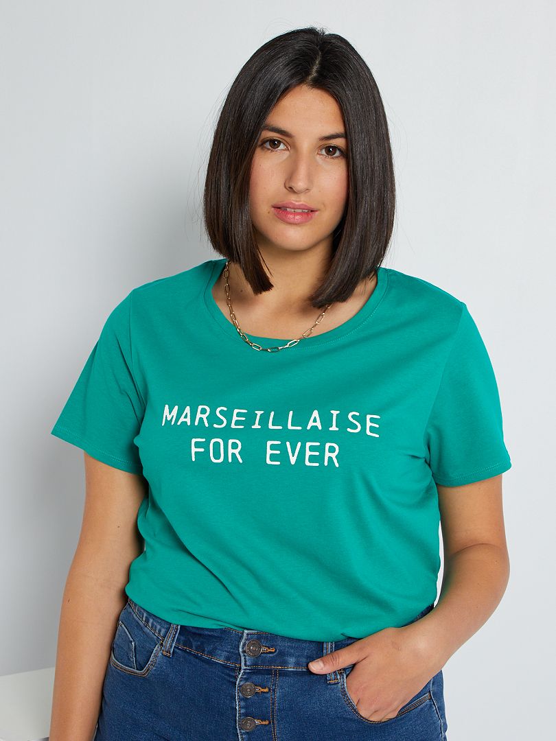 T-shirt à message vert - Kiabi
