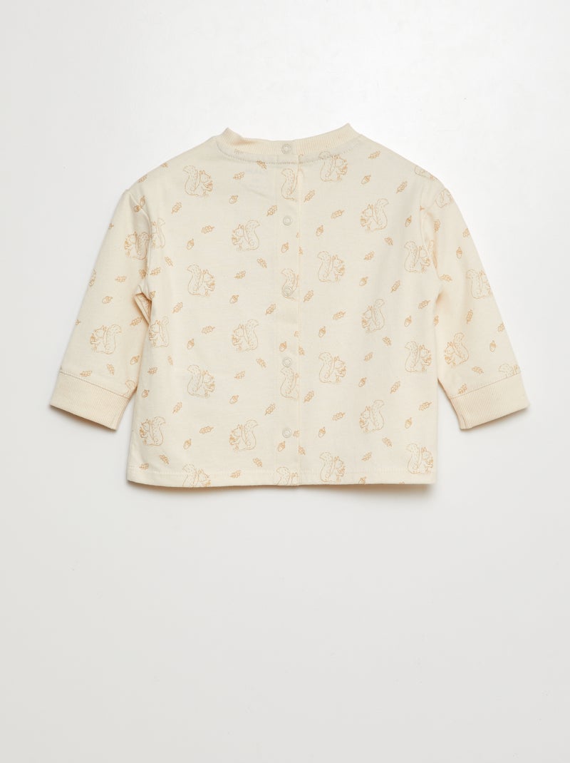 T-shirt à motif avec ouverture entièrement pressionnée Beige - Kiabi