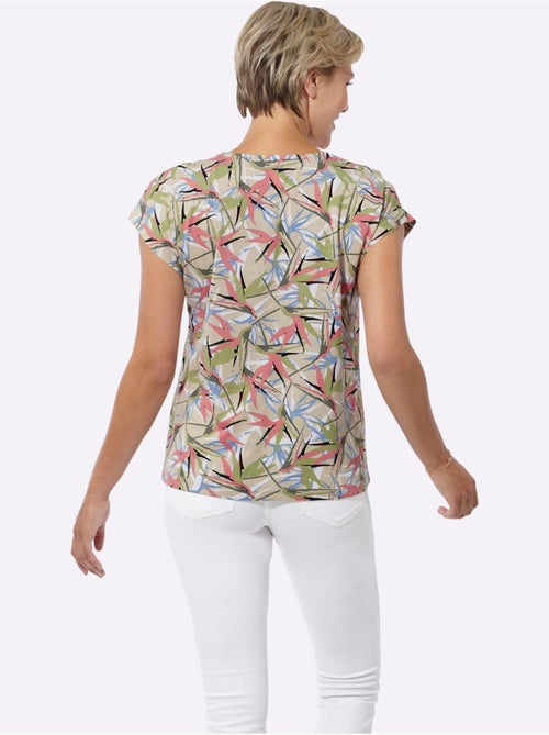 T-shirt à motif coloré avec encolure ronde et mancherons - Taille standard - Witt - Kiabi T-shirt à motif coloré avec encolure ronde et mancherons - Taille standard - Witt - Kiabi