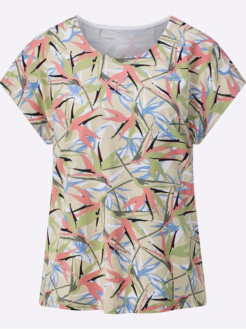 T-shirt à motif coloré avec encolure ronde et mancherons - Taille standard - Witt - Kiabi T-shirt à motif coloré avec encolure ronde et mancherons - Taille standard - Witt - Kiabi