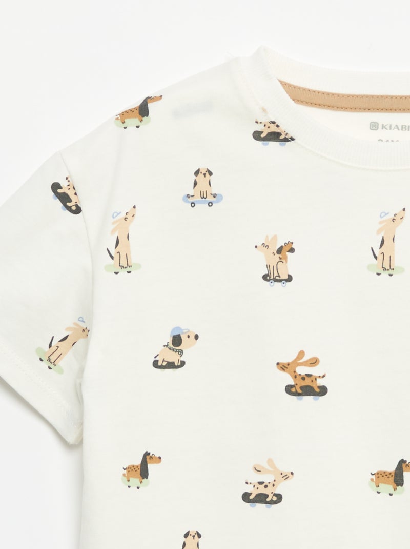 T-shirt à motif et à manches courtes Blanc - Kiabi