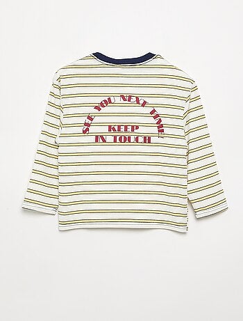 T-shirt à motif et inscription à manches longues