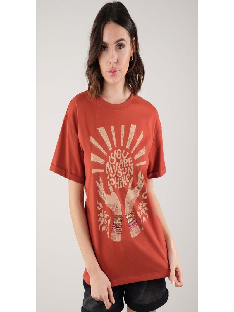 T-shirt à motif ethnique 'Deeluxe' Saumon - Kiabi