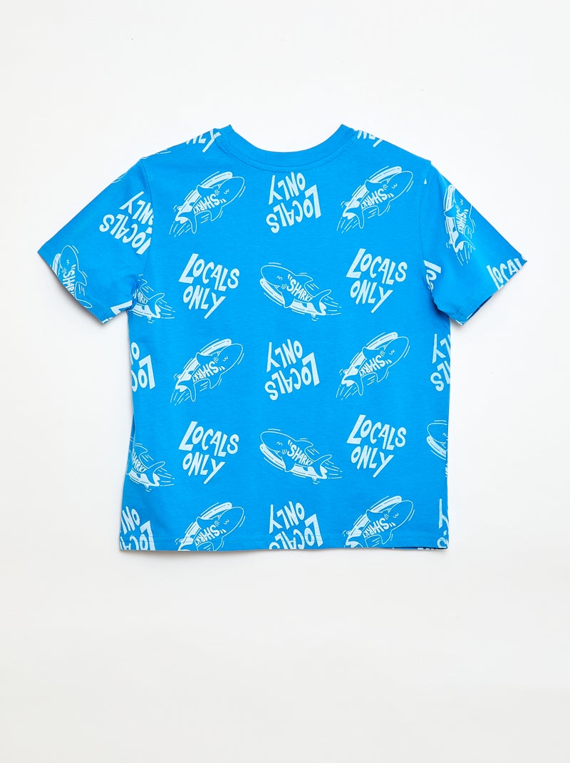 T-shirt à motif manches courtes Bleu - Kiabi