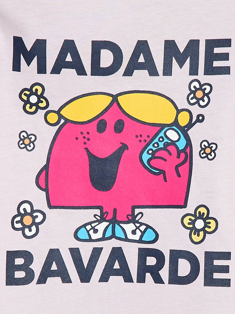 T-shirt à motif 'Monsieur Madame' en coton Violet - Kiabi
