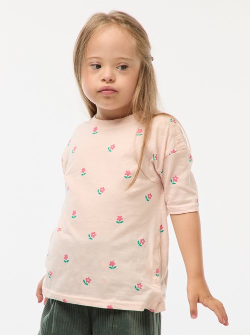 T-shirt à motif ouverture pressionnée à l'épaule - collection facile à enfiler - Kiabi