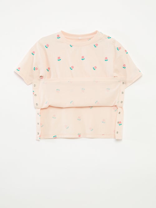 T-shirt à motif ouverture pressionnée à l'épaule - collection facile à enfiler - Kiabi