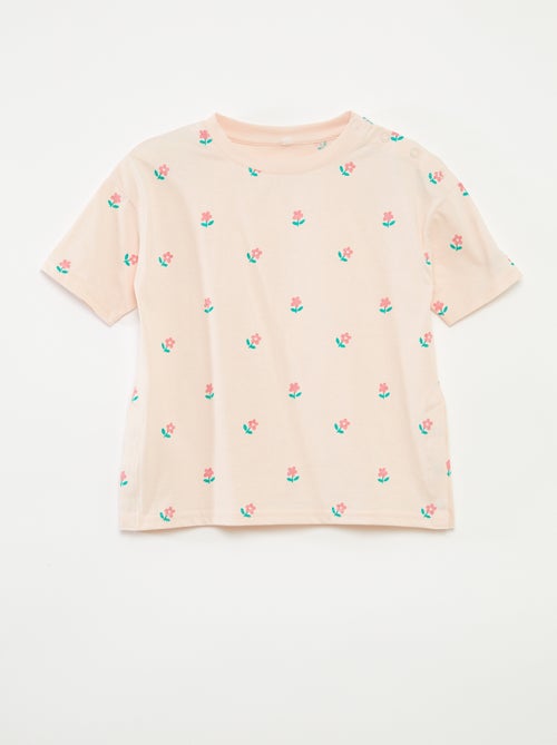 T-shirt à motif ouverture pressionnée à l'épaule - So Easy - Kiabi