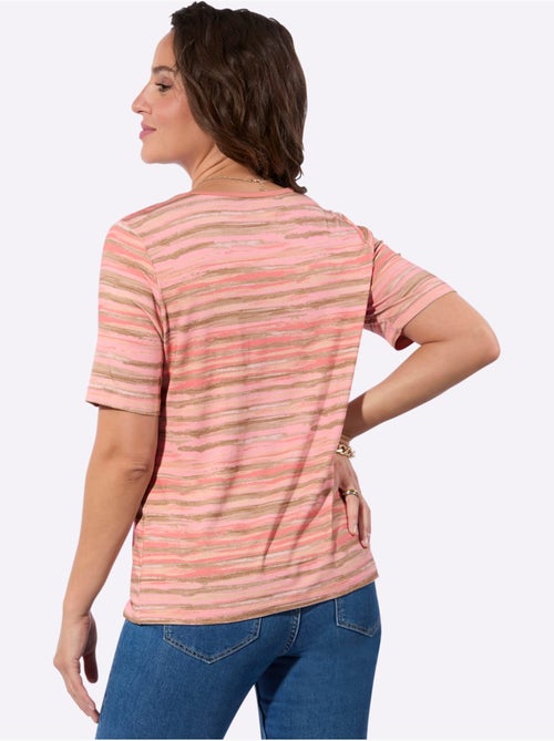 T-shirt à motifs rayés avec encolure ronde et manches courtes - Taille standard - Witt - Kiabi T-shirt à motifs rayés avec encolure ronde et manches courtes - Taille standard - Witt - Kiabi