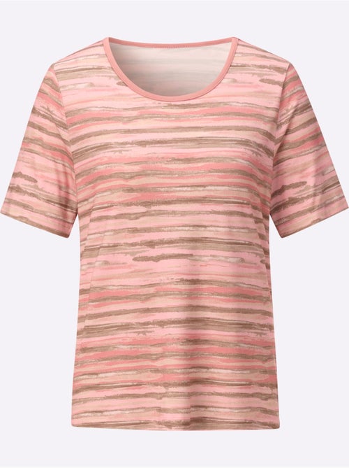 T-shirt à motifs rayés avec encolure ronde et manches courtes - Taille standard - Witt - Kiabi T-shirt à motifs rayés avec encolure ronde et manches courtes - Taille standard - Witt - Kiabi