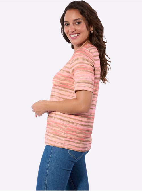 T-shirt à motifs rayés avec encolure ronde et manches courtes - Taille standard - Witt - Kiabi T-shirt à motifs rayés avec encolure ronde et manches courtes - Taille standard - Witt - Kiabi