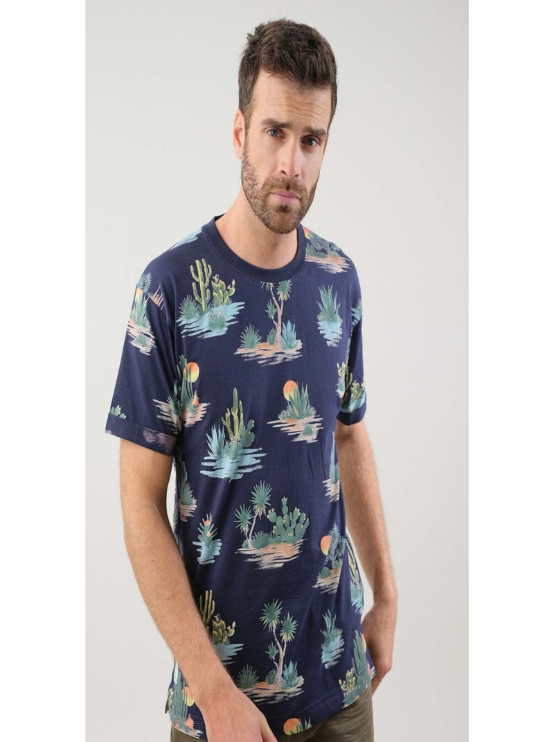 T shirt à motifs tropicaux 'Deeluxe' Bleu marine - Kiabi