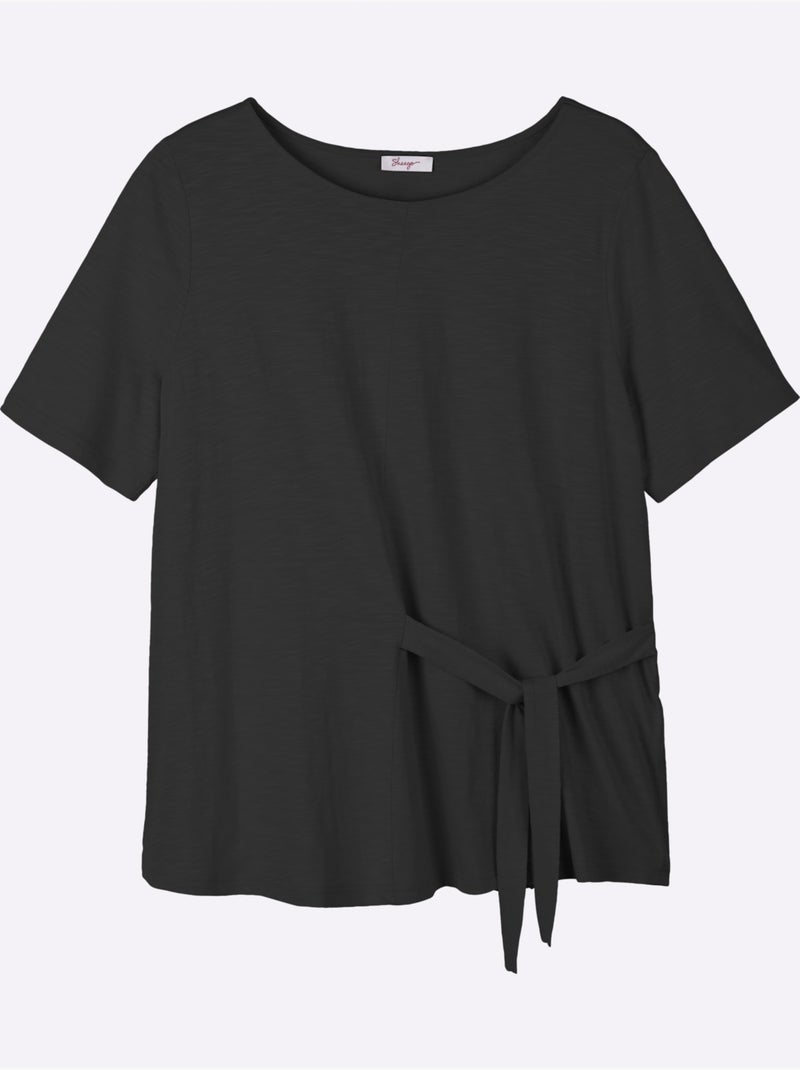 T-shirt à Nouer Devant - Taille Standard - Sheego Noir - Kiabi