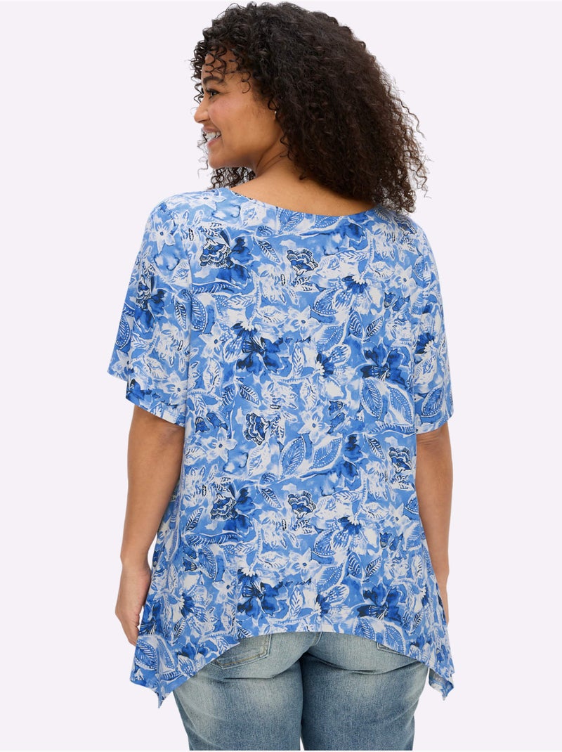 T-shirt à Pointes Forme Fluide En Pointe - Taille Standard - Sheego Bleu Bleu ciel - Kiabi