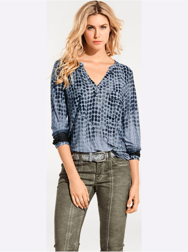 T-shirt à Pois - Taille Standard - Helline Bleu - Kiabi