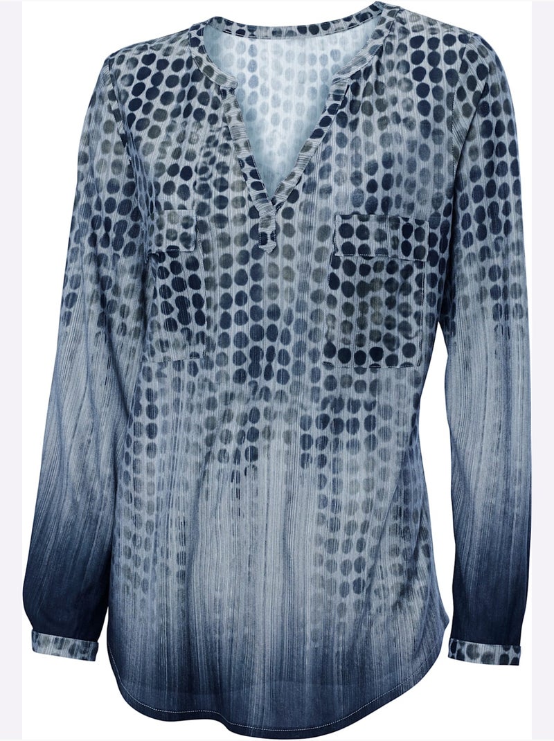 T-shirt à Pois - Taille Standard - Helline Bleu - Kiabi