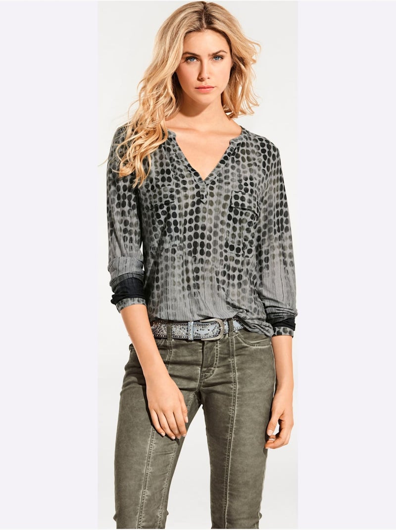 T-shirt à Pois - Taille Standard - Helline Vert olive - Kiabi